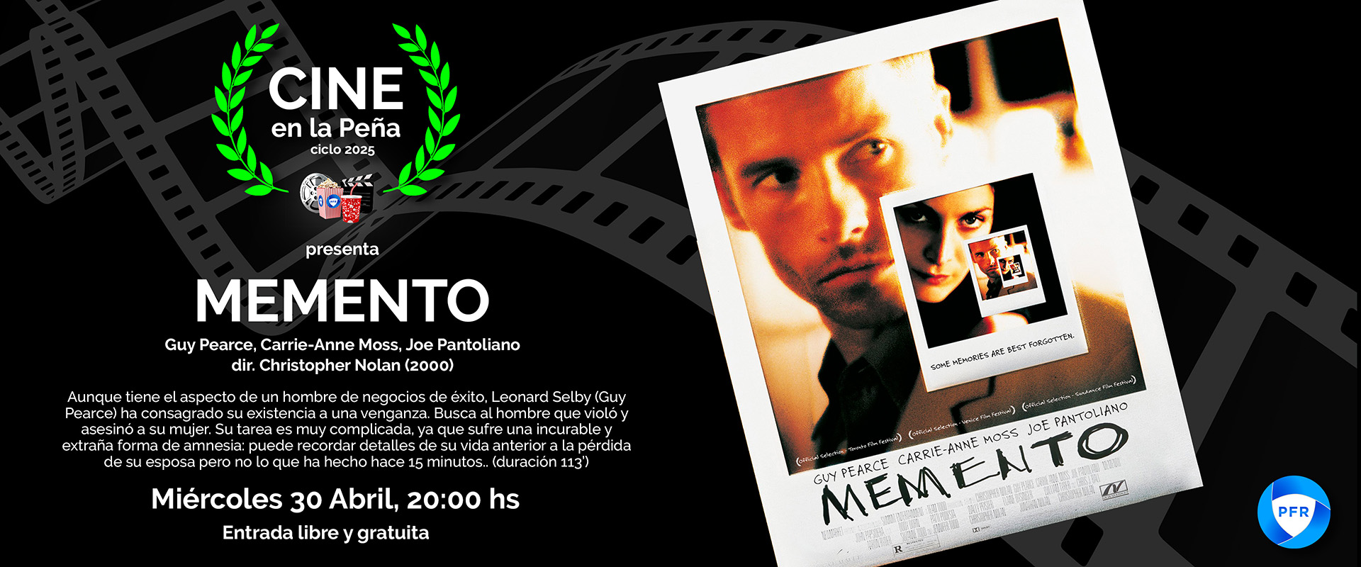 Cine en la Peña - MEMENTO (2000)